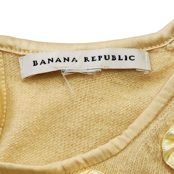 Banana Republic Sleeveless Sweater Yellow Angora Wool Blend Beaded Embroidery XS - Picture 6 of 10